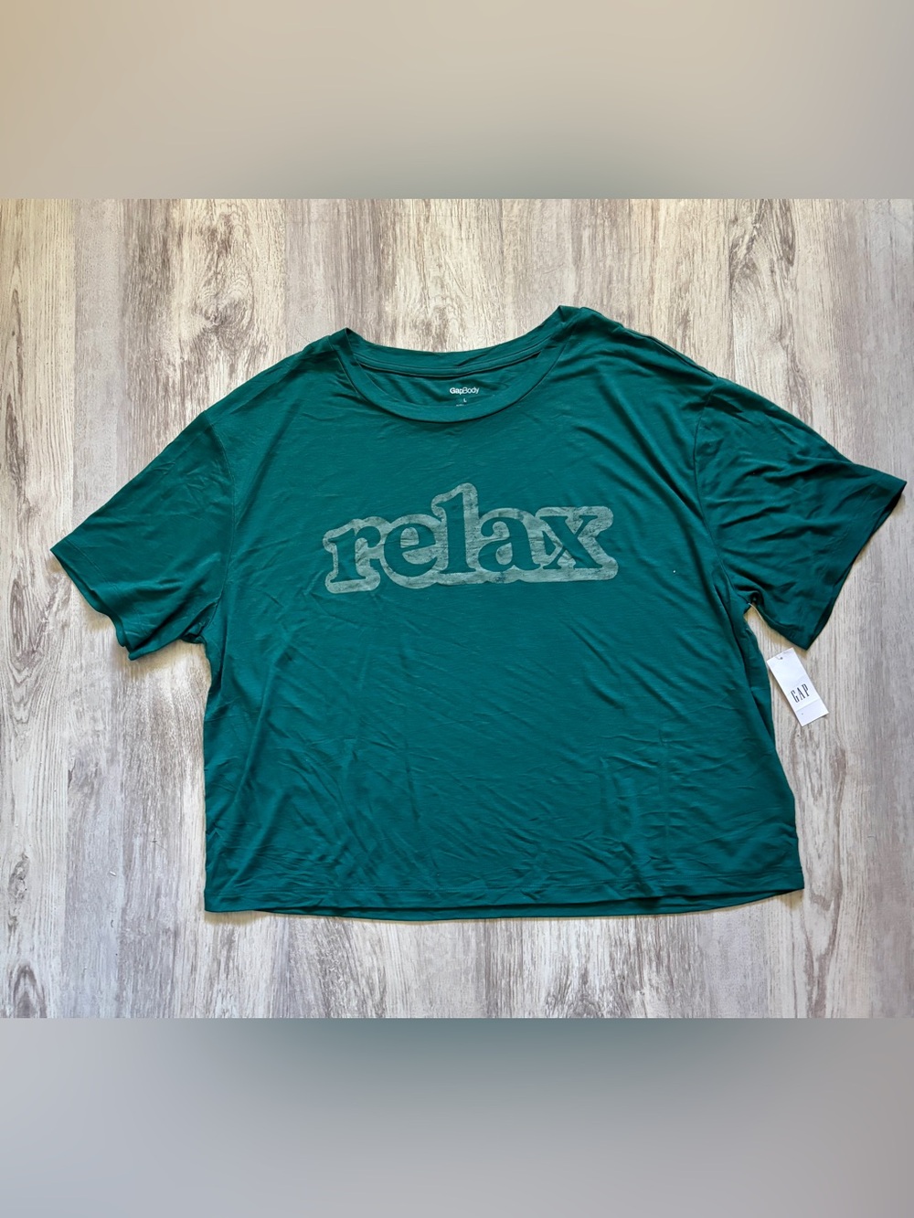 💚GapBody Relax Graphic Tee Hunter Green Size Large Lounge Tee